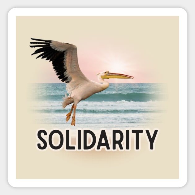 Solidarity Pelican Flying Over the Sea Sticker by ASP